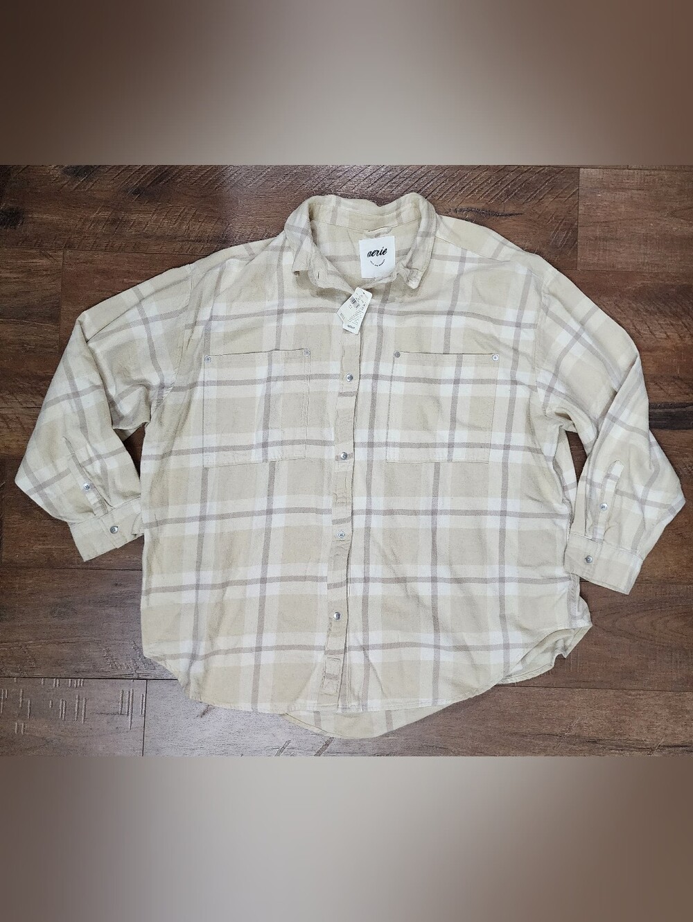 NWT Aerie Anytime Fave Flannel Button Down Shirt, Size XL